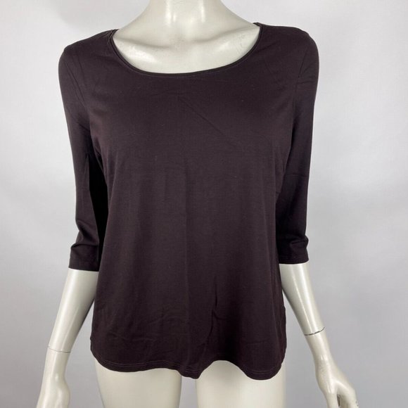 Eileen Fisher Washable Rayon Top Women PL 3/4 Sleeve Scoop neck StretchTee Shirt - Picture 1 of 11